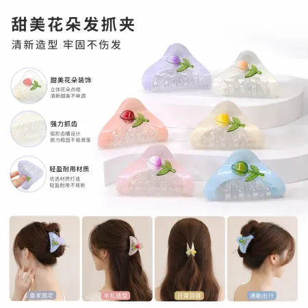 Colorful flower-decorated hair clips, sweet and girlish headwear, versatile accessories for daily wear Colorful flower-decorated hair clips, sweet and girlish headwear, versatile accessories for daily wear